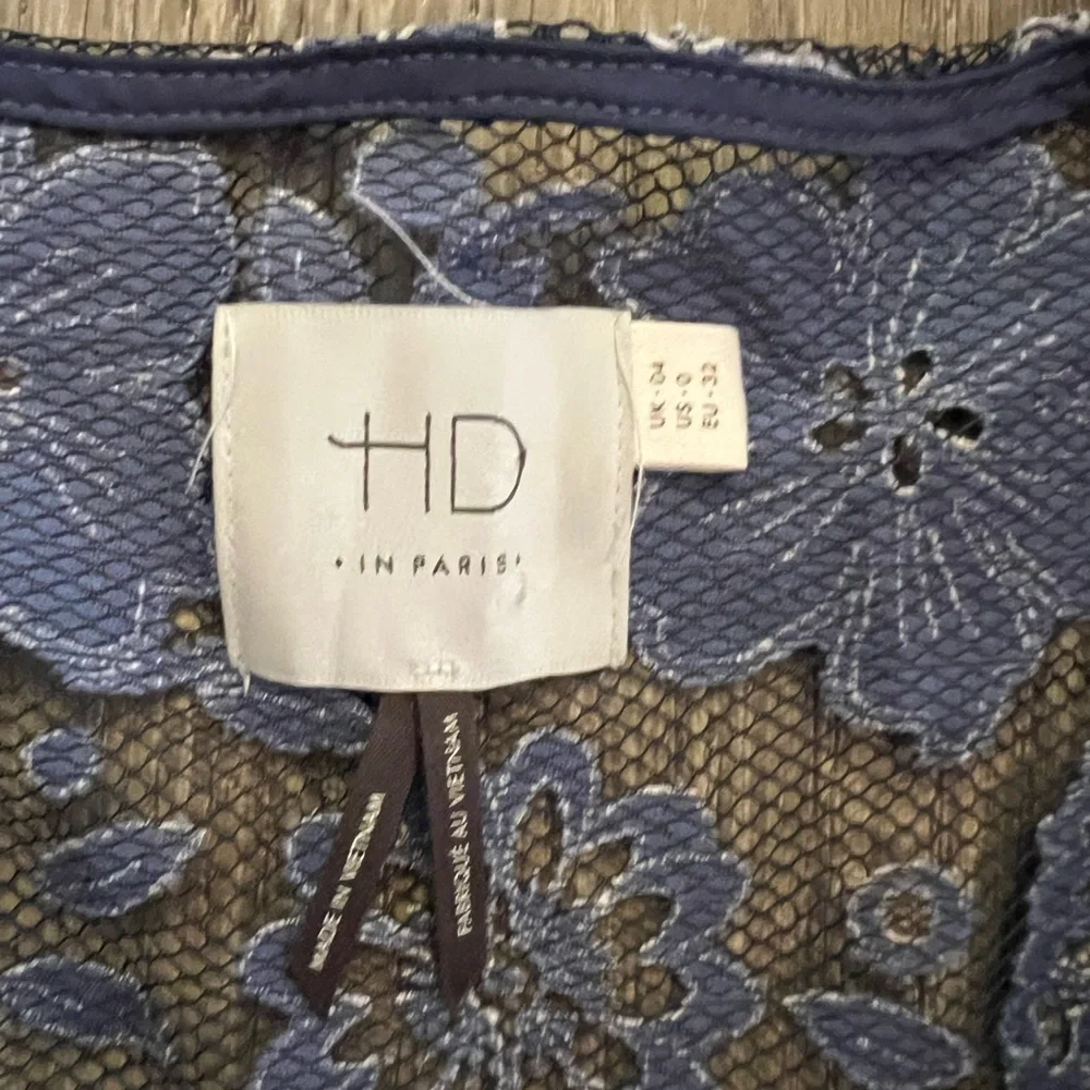 Anthropologie HD In Paris Montmartre Blue Lace Overlay Blouse Top